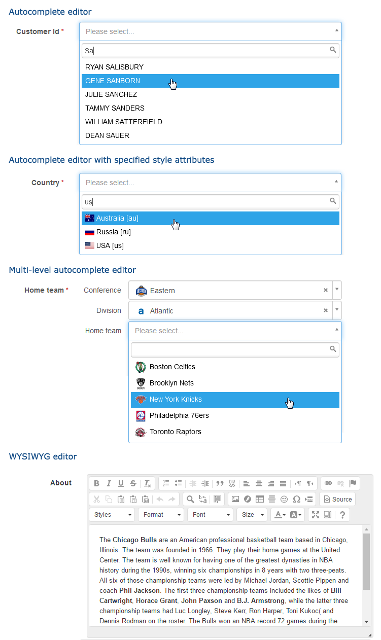 Autocomplete and WYSIWYG