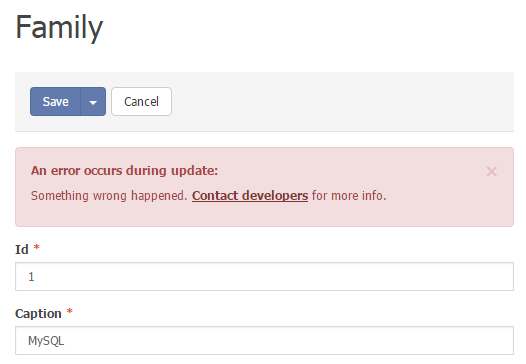 Error message example