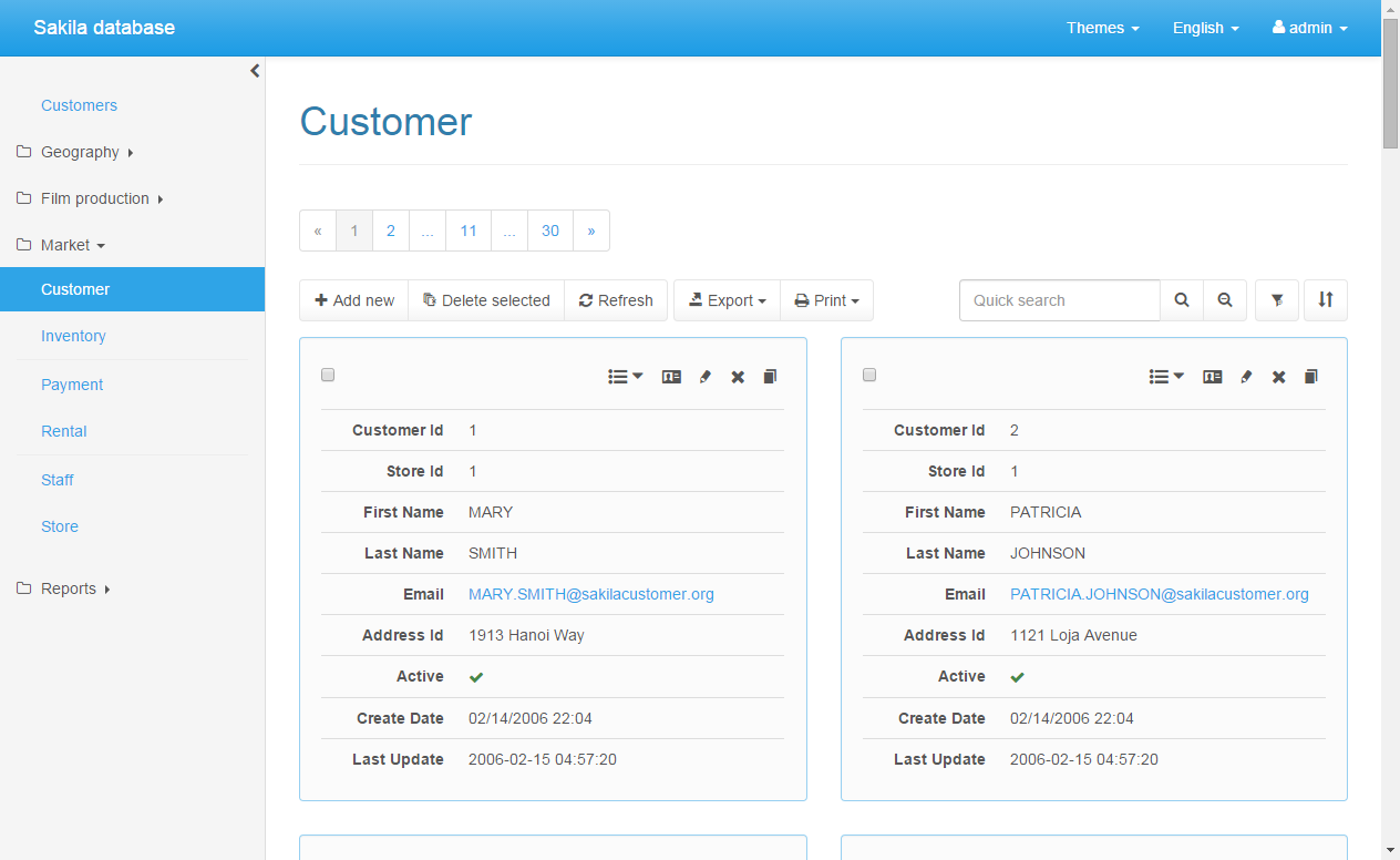 Sidebar menu example