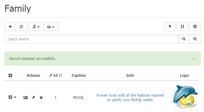 Success message example