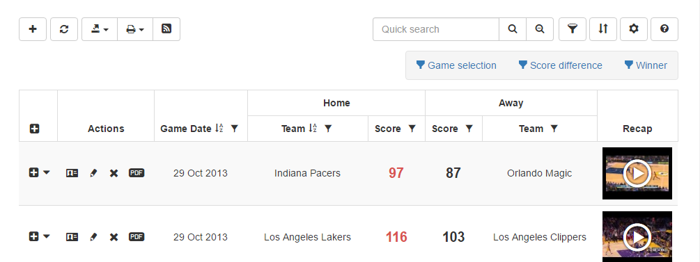 Multi-Row Column Headers