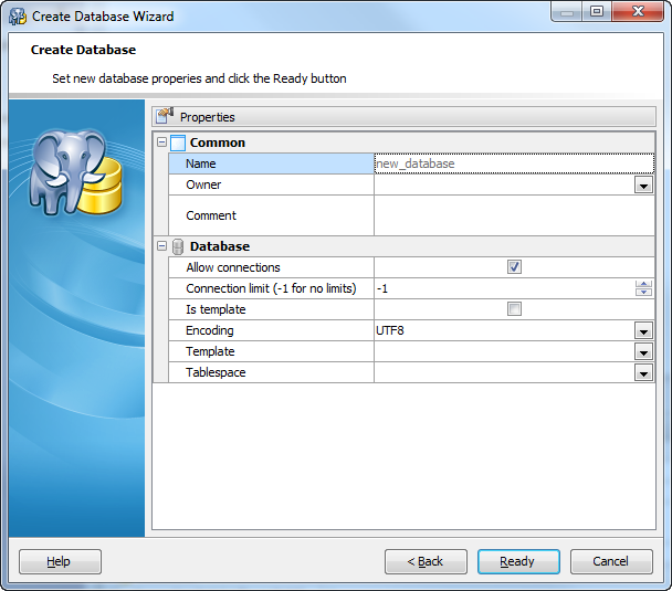 Create Database Wizard