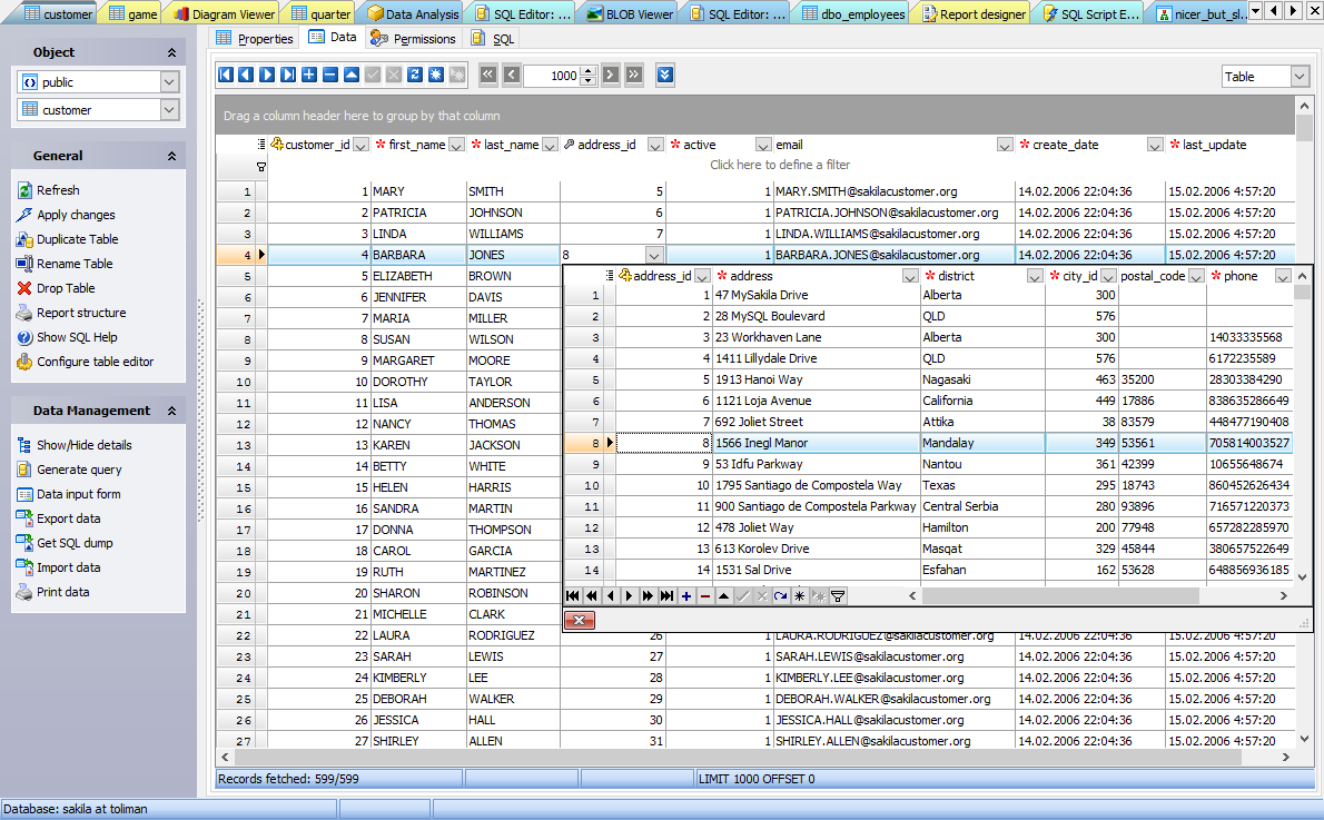 Data management and data analysis tools