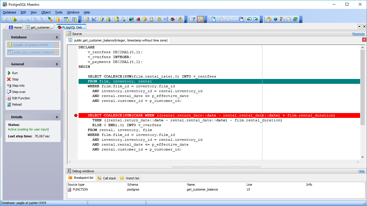PL/pgSQL Debugger